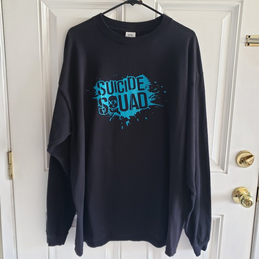 PRO CLUB Crew Neck Long Sleeves "Suicide Squad" Print Black Shirt SZ 2XL